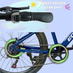 24" Youth Mountain Bike (Blue) - 7-Speed, Front Suspension & Hybrid Brakes