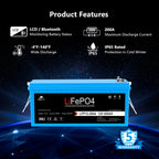 12V 100Ah/ 200Ah LiFePo4 Deep Cycle Lithium Battery Bluetooth / Self-Heating / IP65