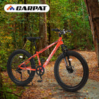 24" Elecony Youth Fat Tire Mountain Bike (Orange) - Shimano 7-Speed & Dual Disc Brakes