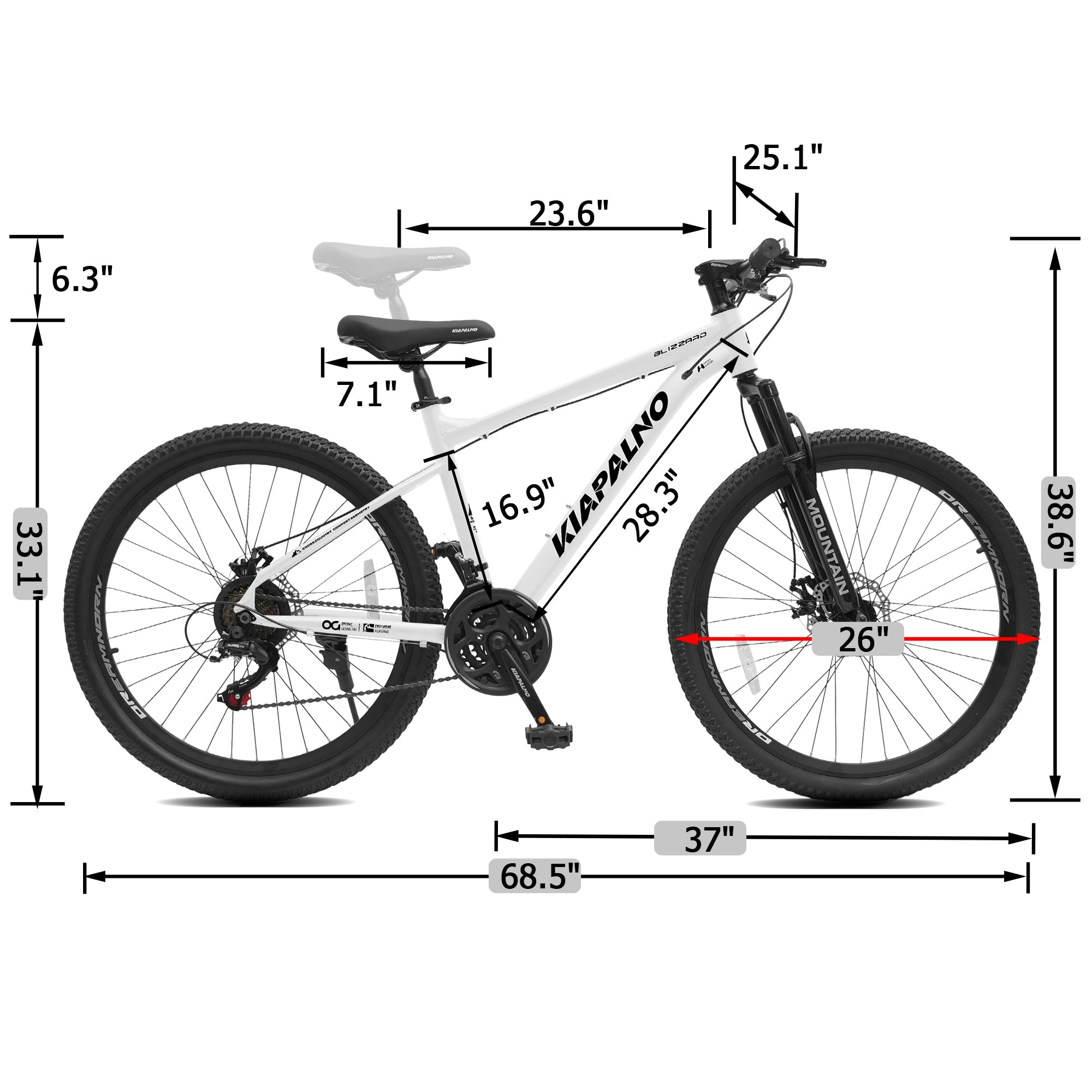 26" AllTrail Adult Mountain Bike | 21-Speed Hardtail (White)
