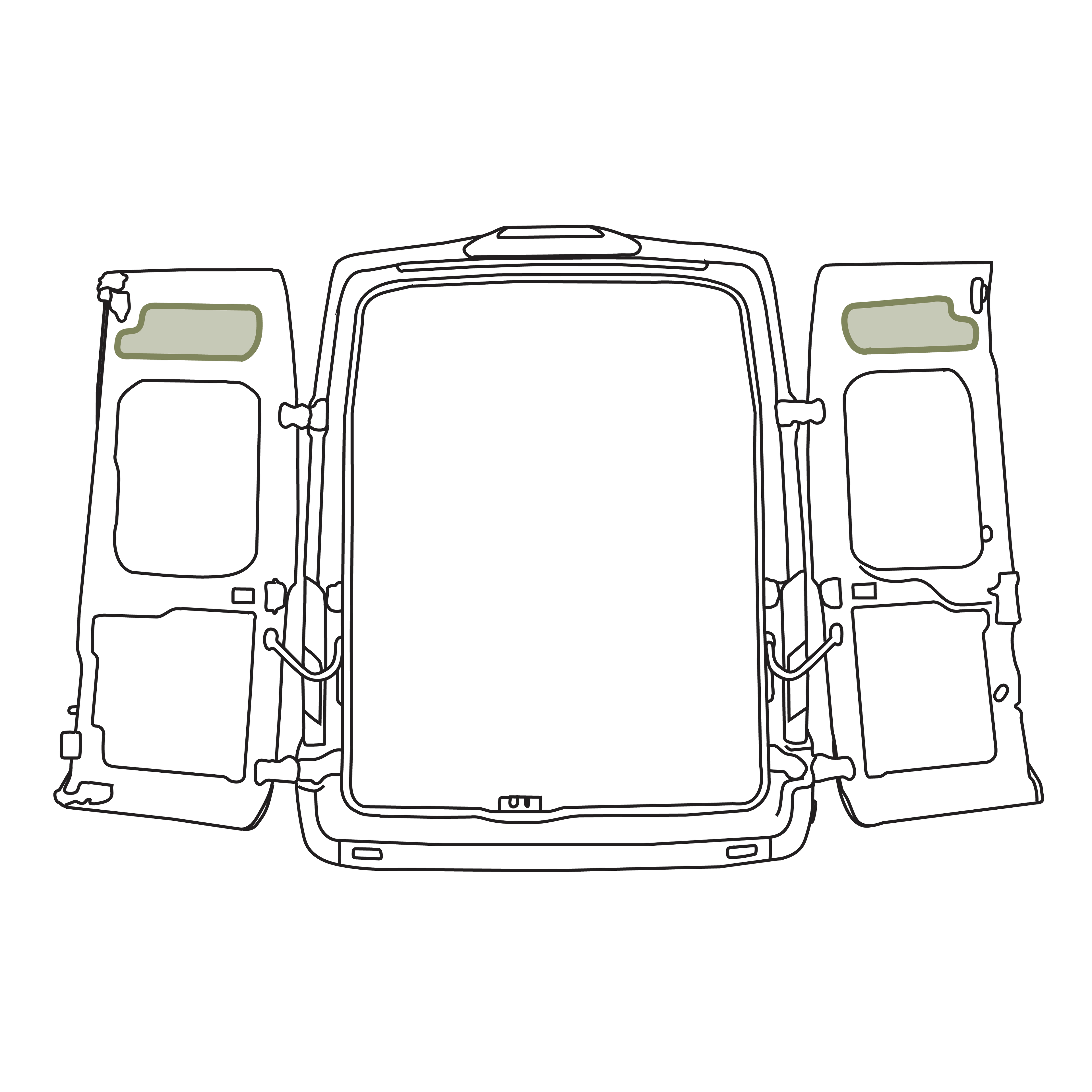 Ford Transit Upper Rear Door Storage Panels (Pair)