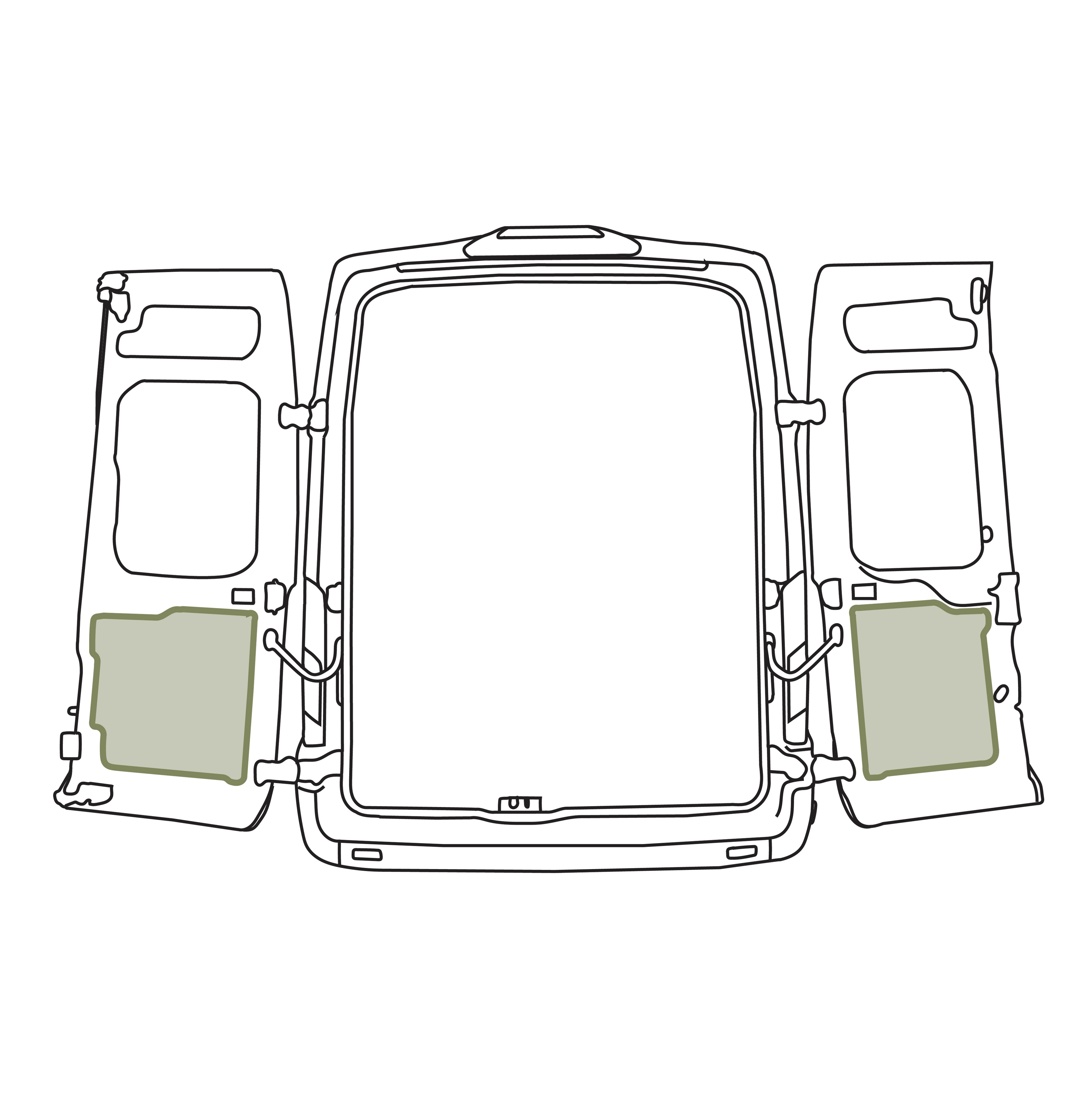 Ford Transit Lower Rear Door Storage Panels (Pair)