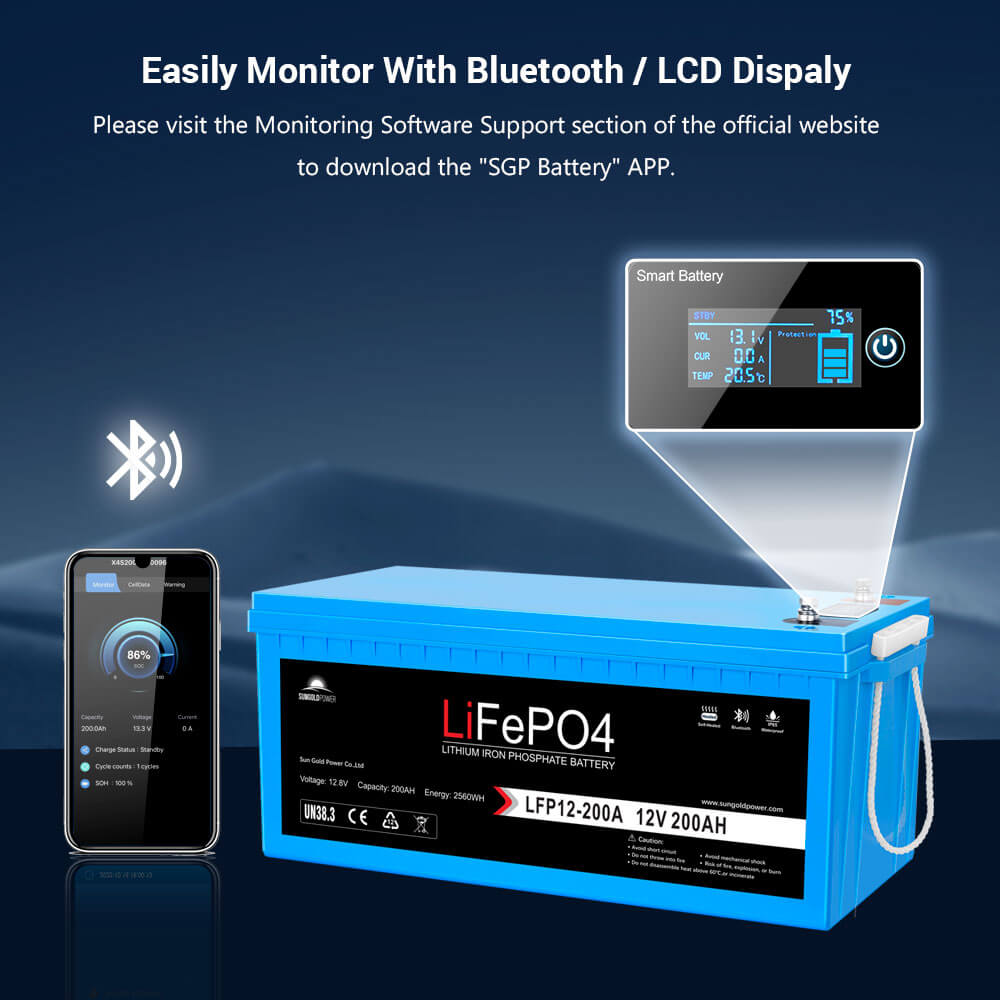 4 X 12V 200Ah LiFePo4 Deep Cycle Lithium Battery Bluetooth / Self-Heating / IP65