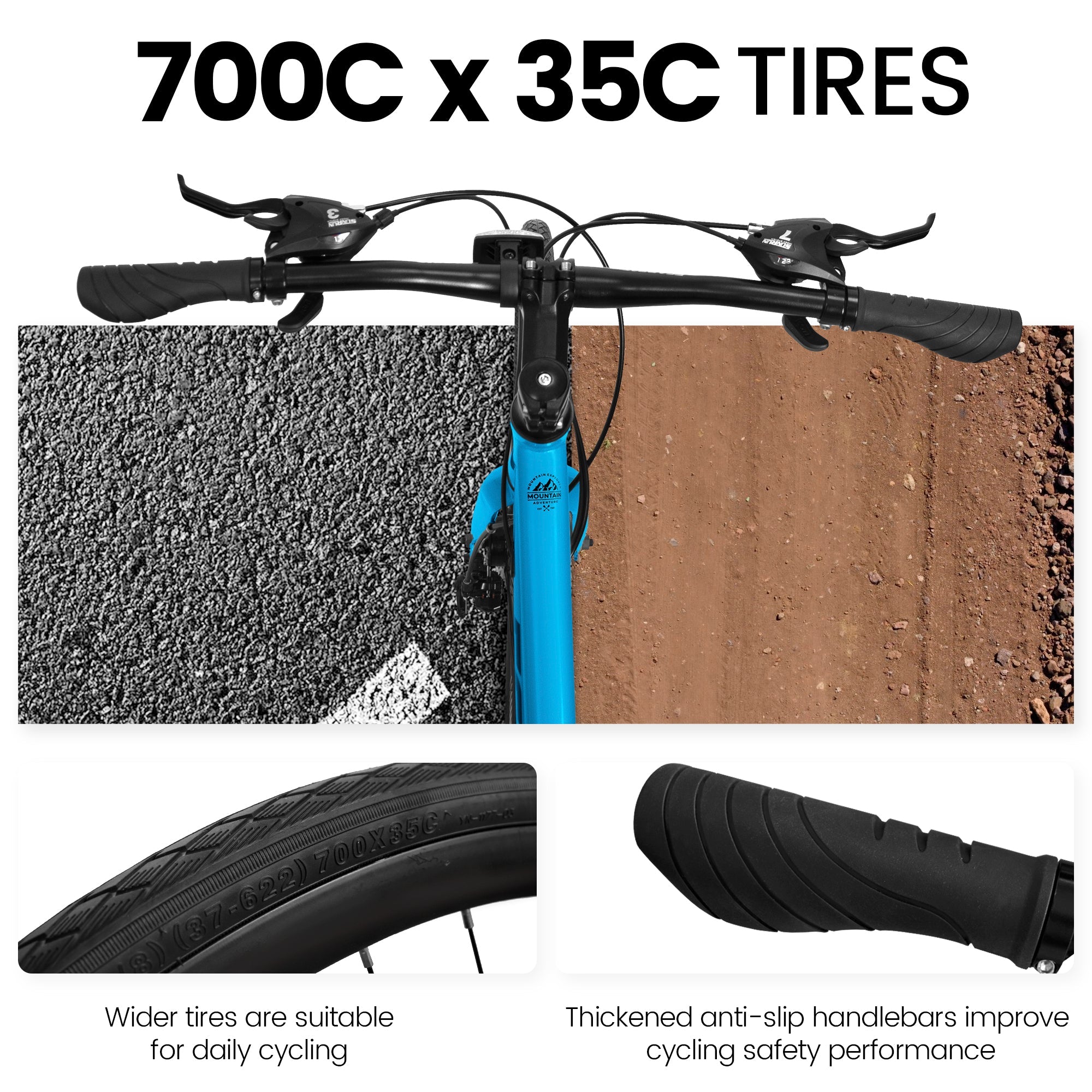 700C Road Bike – UrbanRide | 21-Speed | Disc Brakes | Black Blue