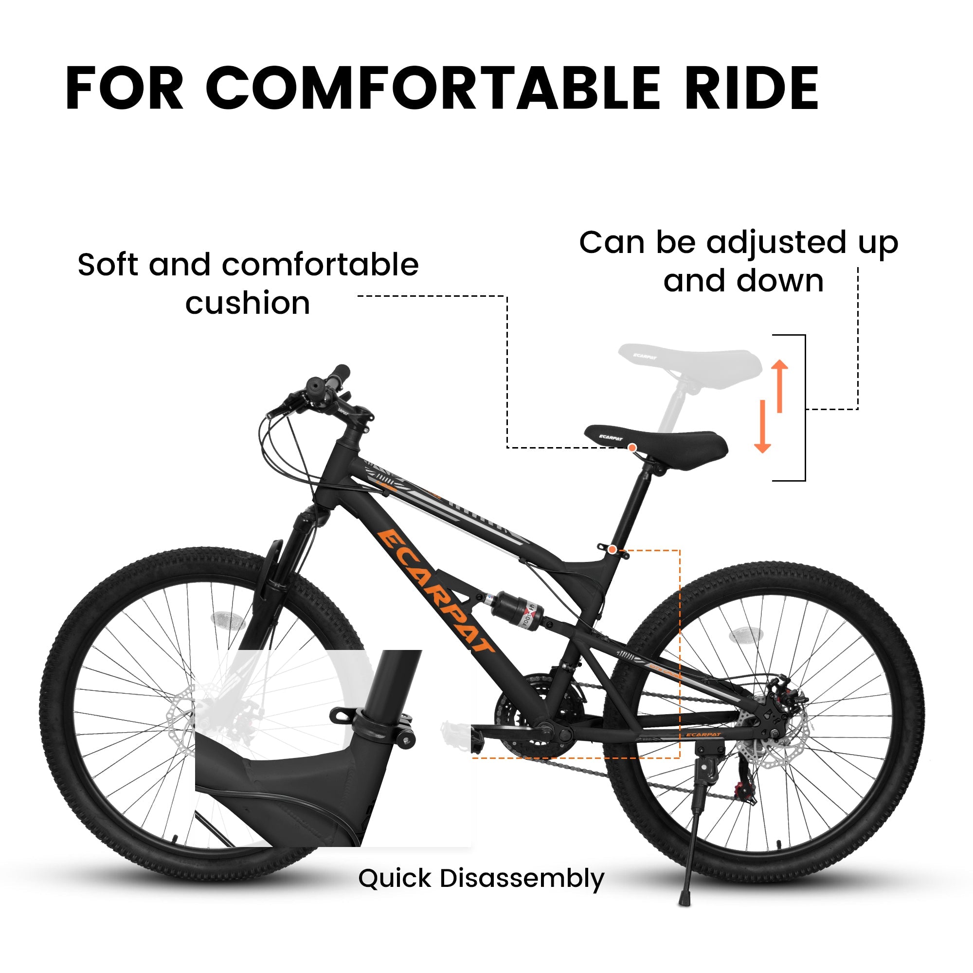 26" RidgeLine Adult Mountain Bike | 21-Speed Hardtail (Black-Orange)