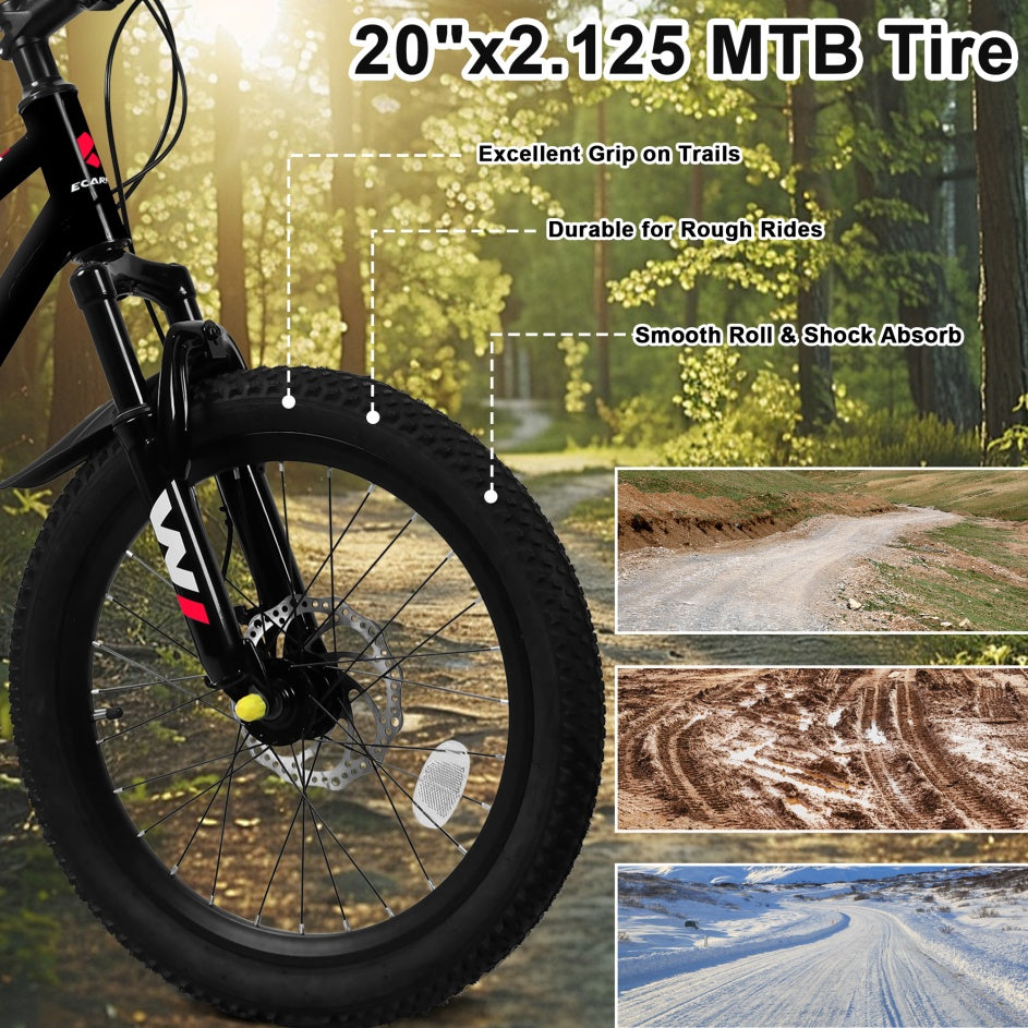 20” Kids Mountain Bike – TrailKid | Front Suspension | 7-Speed | Black