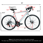 700C Road Bike - Lightweight Aluminum Frame, 16-Speed & Dual Disc Brakes