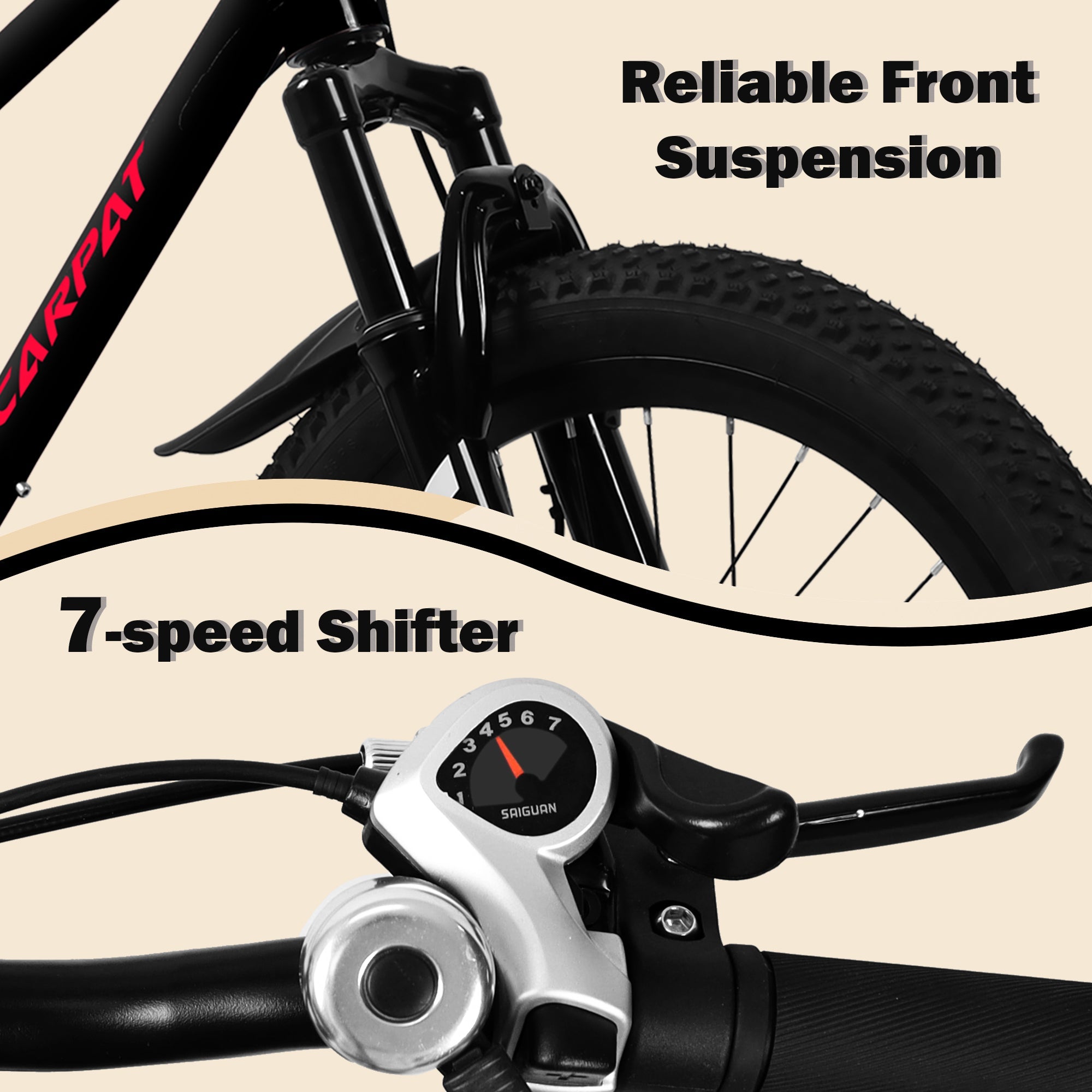 20” Kids Mountain Bike – TrailKid | Front Suspension | 7-Speed | Black