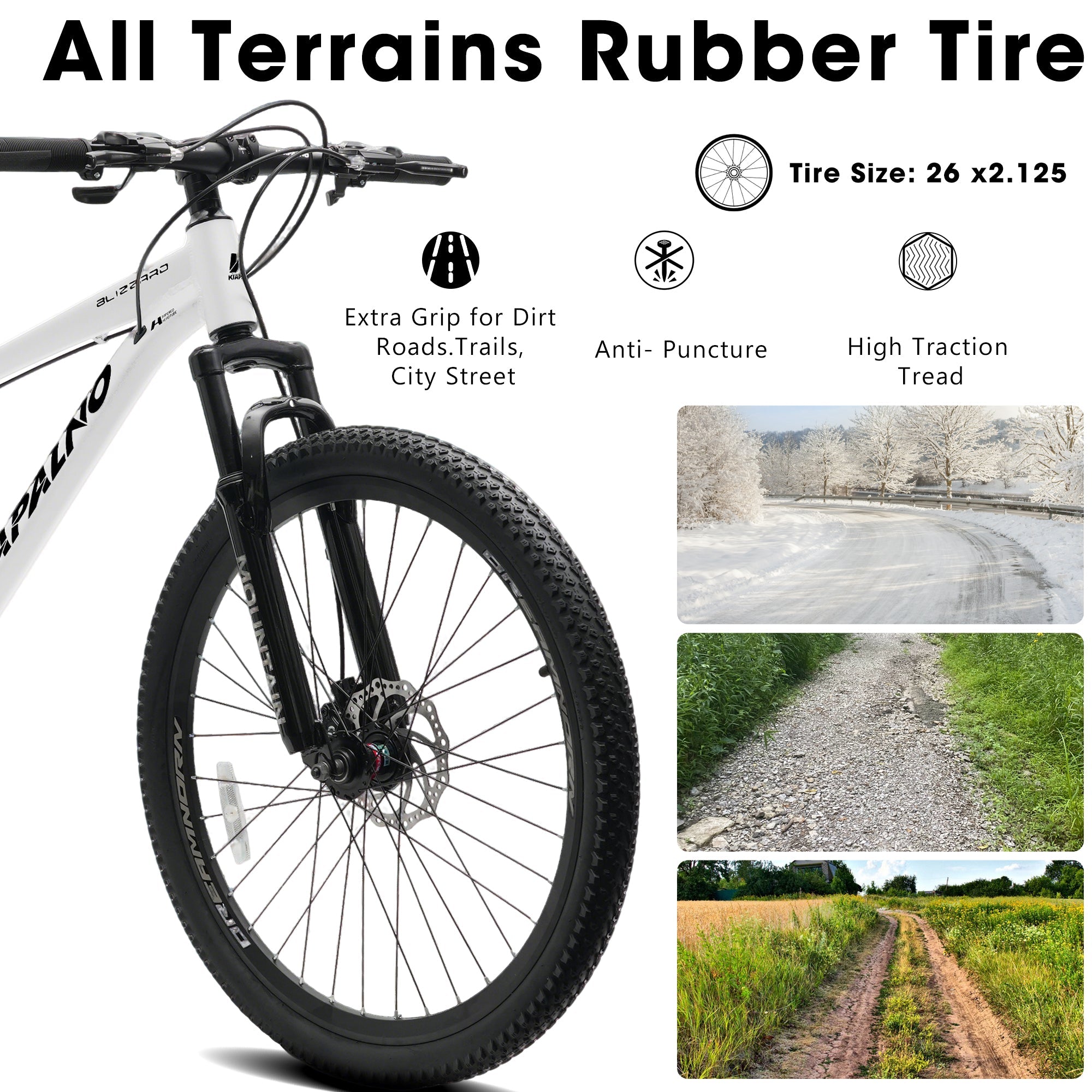 26" AllTrail Adult Mountain Bike | 21-Speed Hardtail (White)