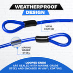 DocksLocks® Anti-Theft Weatherproof Straight Security Cable with Looped Ends (5', 10', 15', 20' or 25')