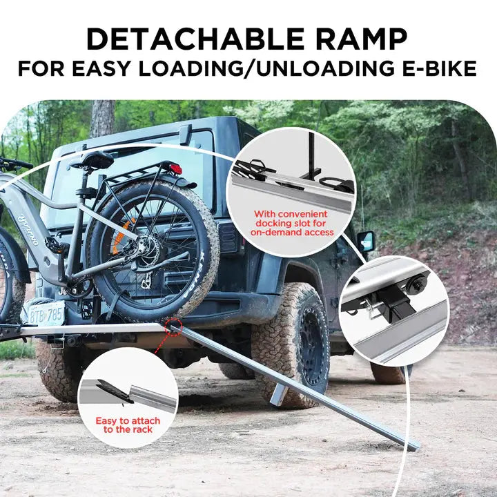 Hitch E-bike Rack with Ramp | Foldable Single E-Bike, 2"