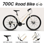 700C Road Bike – UrbanRide | 21-Speed | Disc Brakes | Cream