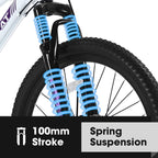 24" Women & Teen Mountain Bike (White/Pink) - Shimano 21-Speed, Dual Disc Brakes & 100mm Front Suspension