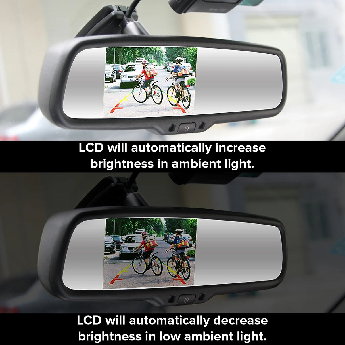 Master Tailgaters 10.5" Rear View Mirror with 4.3" LCD Screen + Dimming + Adjustable Guide Lines + Compass & Temperature