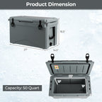 50 QT Rotomolded Cooler Insulated Portable Ice Chest with Integrated Cup Holders