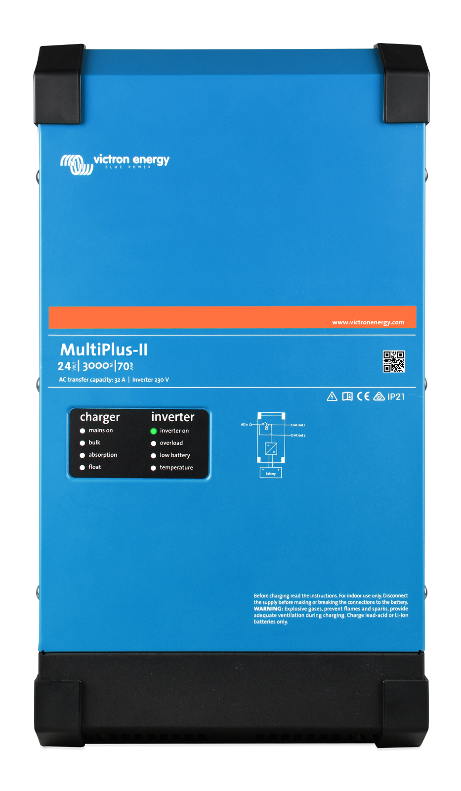 Victron PMP242305132 MultiPlus-II 24/3000/70-50 2x120V UL Auth Dealer 5 year war