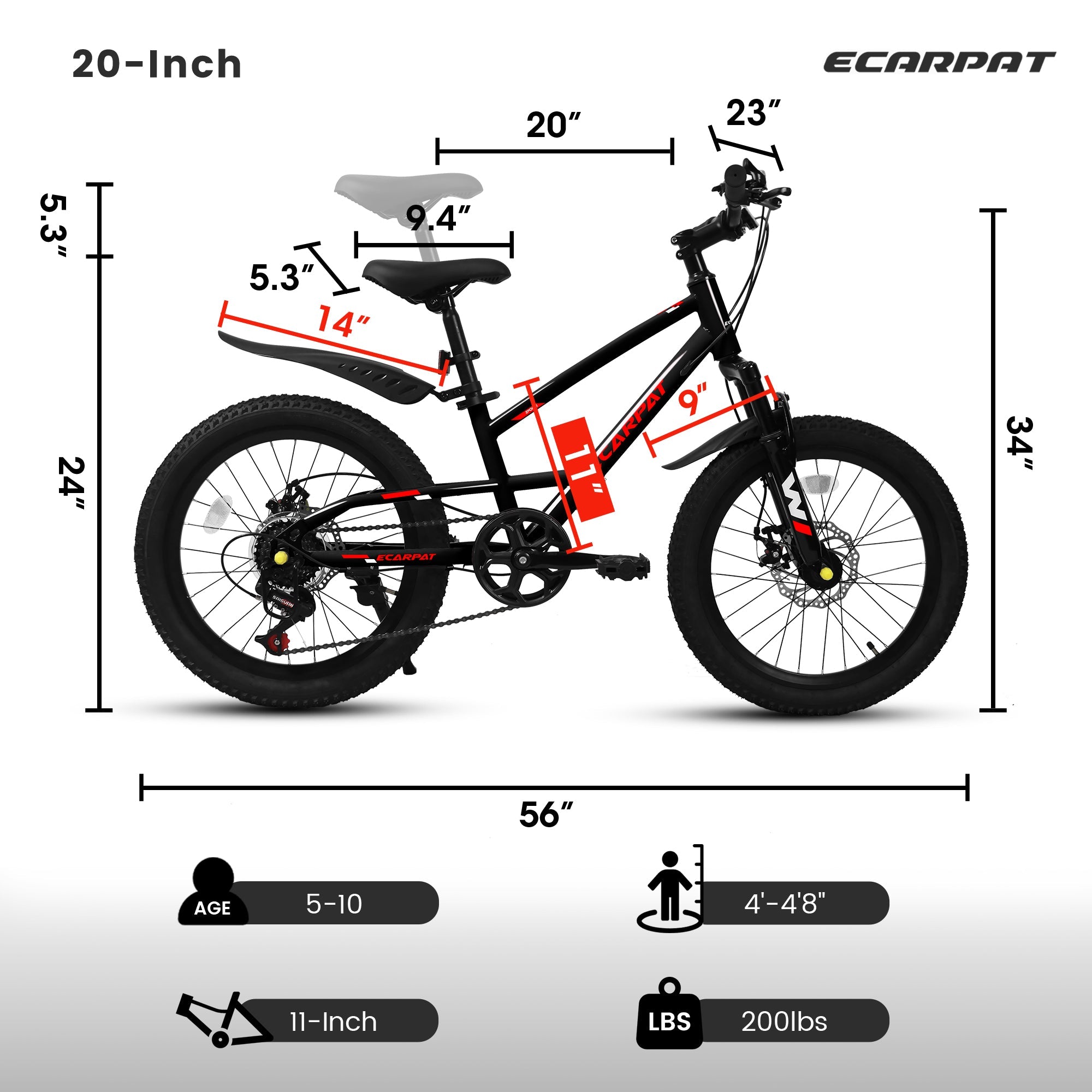 20” Kids Mountain Bike – TrailKid | Front Suspension | 7-Speed | Black