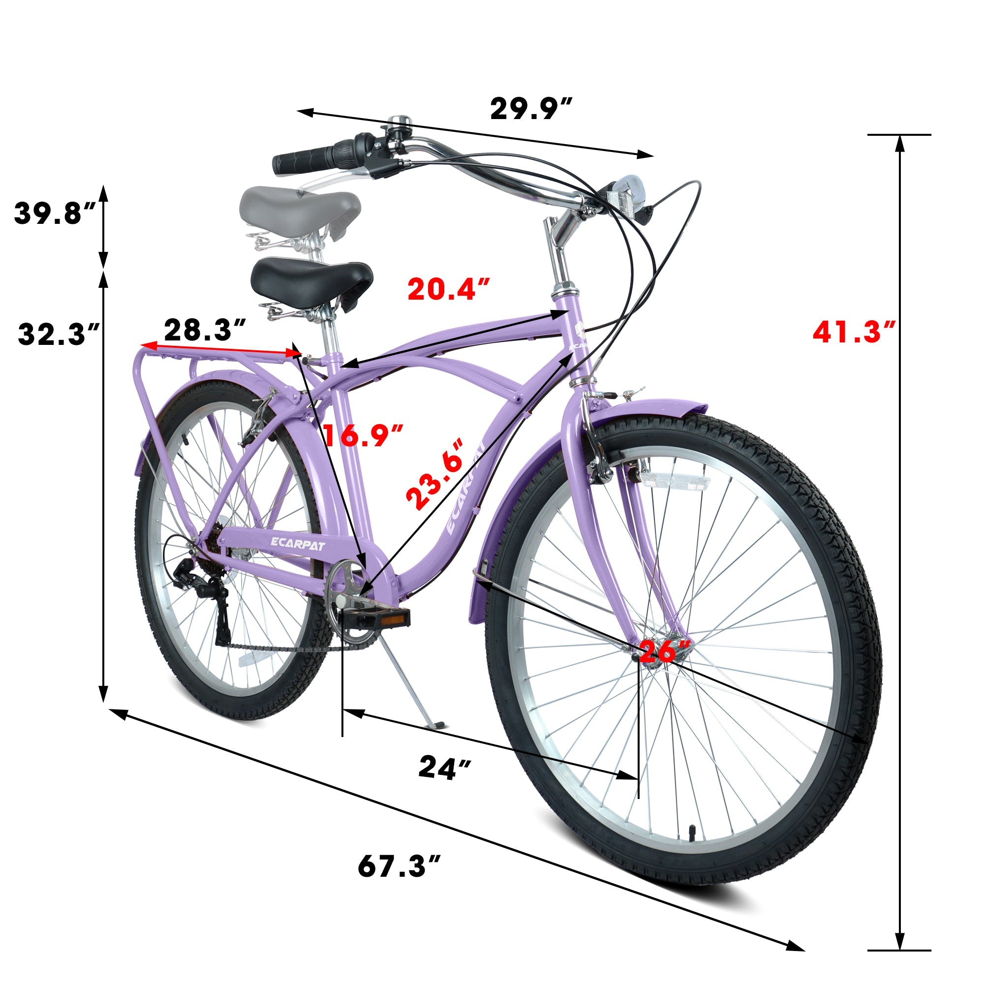26" 7-Speed Beach Cruiser Bike (Gold/White) - Step-Through Frame & Rear Cargo Rack