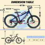 24" Youth Mountain Bike (Blue) - 7-Speed, Front Suspension & Hybrid Brakes