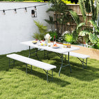 6 Feet Plastic Folding Bench Portable Seat with Handle and Lock