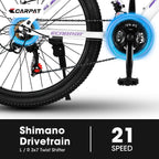 26" Women & Teen Mountain Bike - Shimano 21-Speed, Dual Disc Brakes & 100mm Front Suspension