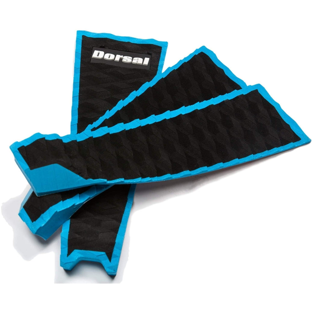 DORSAL Three 3 Piece EVA Surfboard Deck Traction Pads with Kicker Tail for Stomp Skimboards, Surf Boards, Fish Board, Funboard Black/Blue/Red