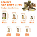 860Pcs Rivet Nut Tool Kit