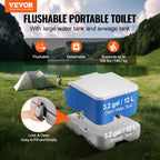 Portable Toilet For Camping with Push-Button Pressurized Flush
