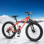 24" Elecony Youth Fat Tire Mountain Bike (Orange) - Shimano 7-Speed & Dual Disc Brakes