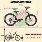 24" Youth Mountain Bike (Pink) - 7-Speed, Front Suspension & Hybrid Brakes