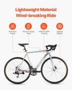 700C Road Bike – AeroRide | 14-Speed | Disc Brakes| Grey