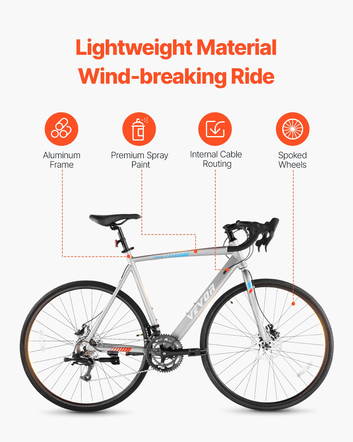 700C Road Bike – AeroRide | 14-Speed | Disc Brakes| Grey