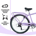 26" 7-Speed Beach Cruiser Bike (Gold/White) - Step-Through Frame & Rear Cargo Rack