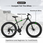 26" Elecony Fat Tire Mountain Bike - Full Shimano 21-Speed, Dual Disc Brakes & Front Suspension