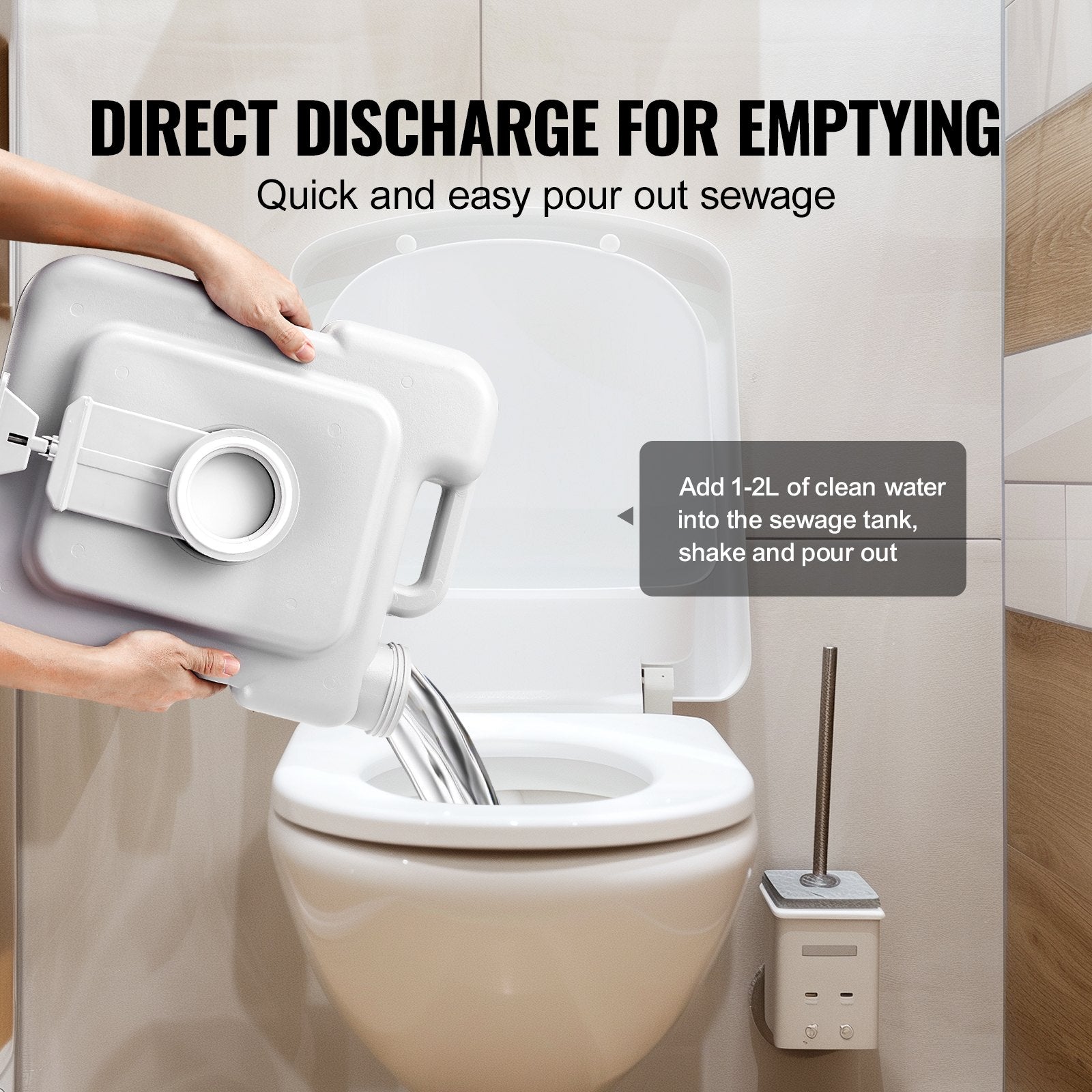 Portable Toilet For Camping with Push-Button Pressurized Flush
