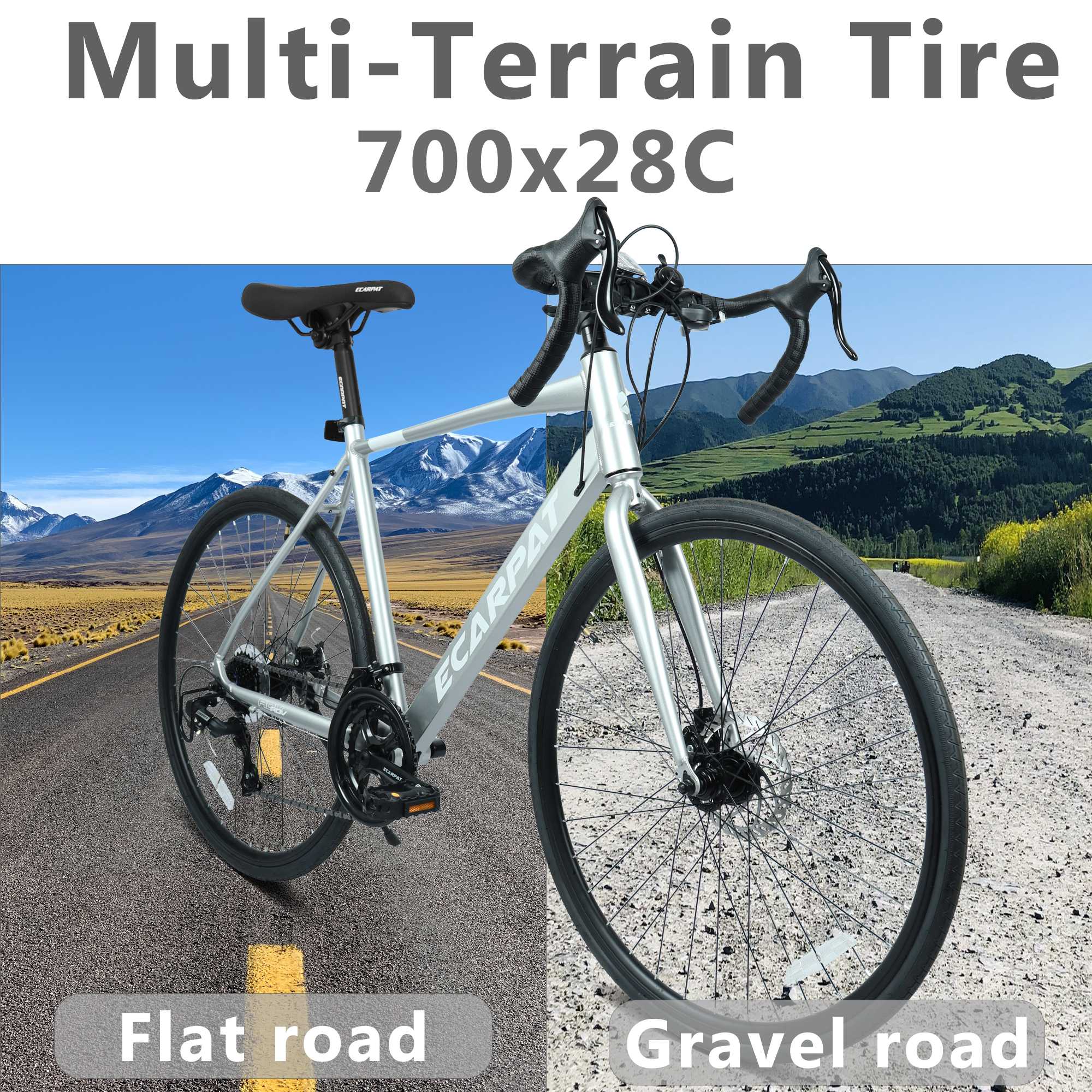 700C Road Bike - Lightweight Aluminum Frame, 16-Speed & Dual Disc Brakes