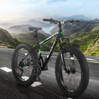 26" Elecony Fat Tire Mountain Bike - Full Shimano 21-Speed, Dual Disc Brakes & Front Suspension