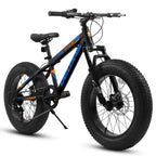 20" Kids Fat Tire Mountain Bike - 7-Speed, Front Suspension & Dual Disc Brakes