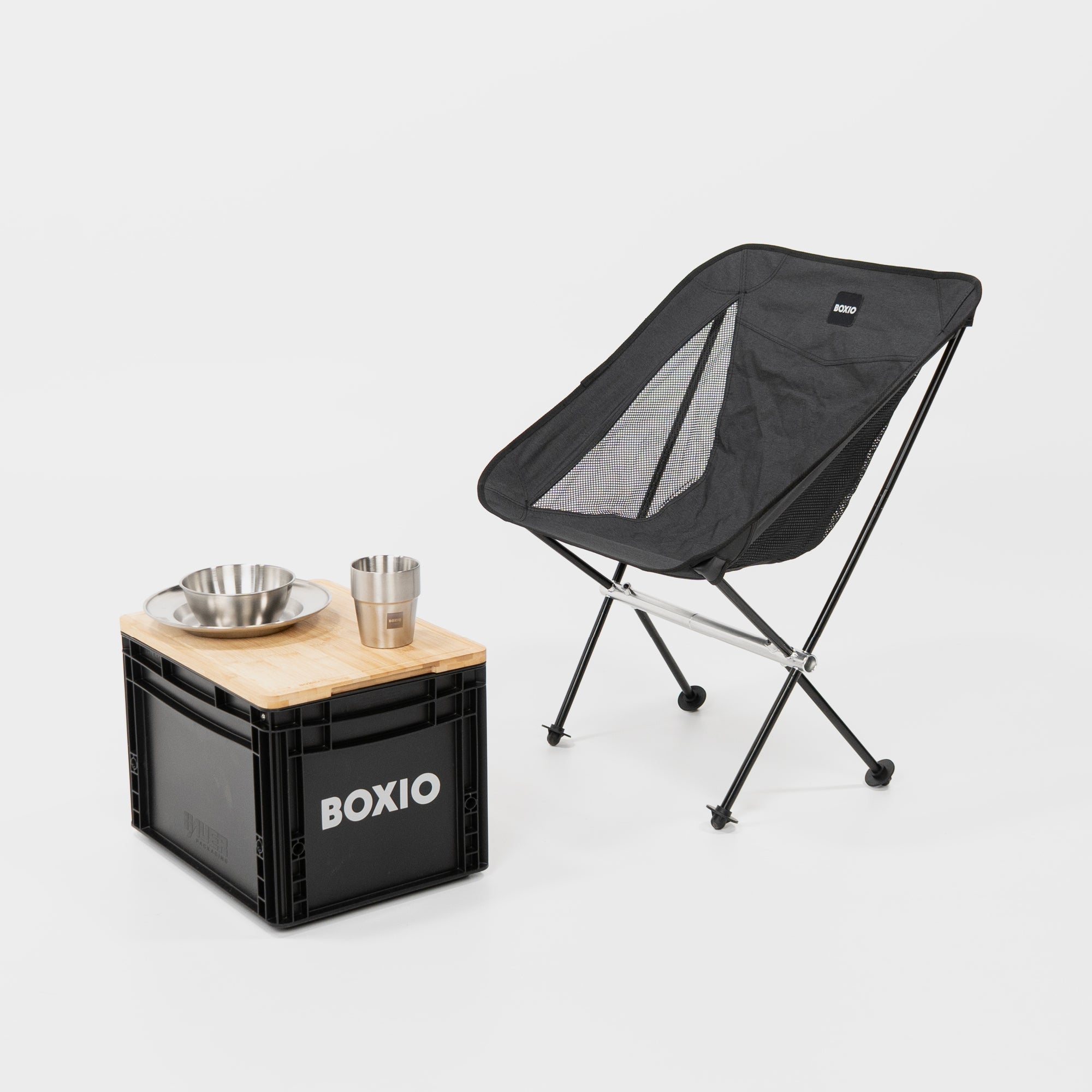 BOXIO CHAIR Set of 4 I set of camping chairs with box