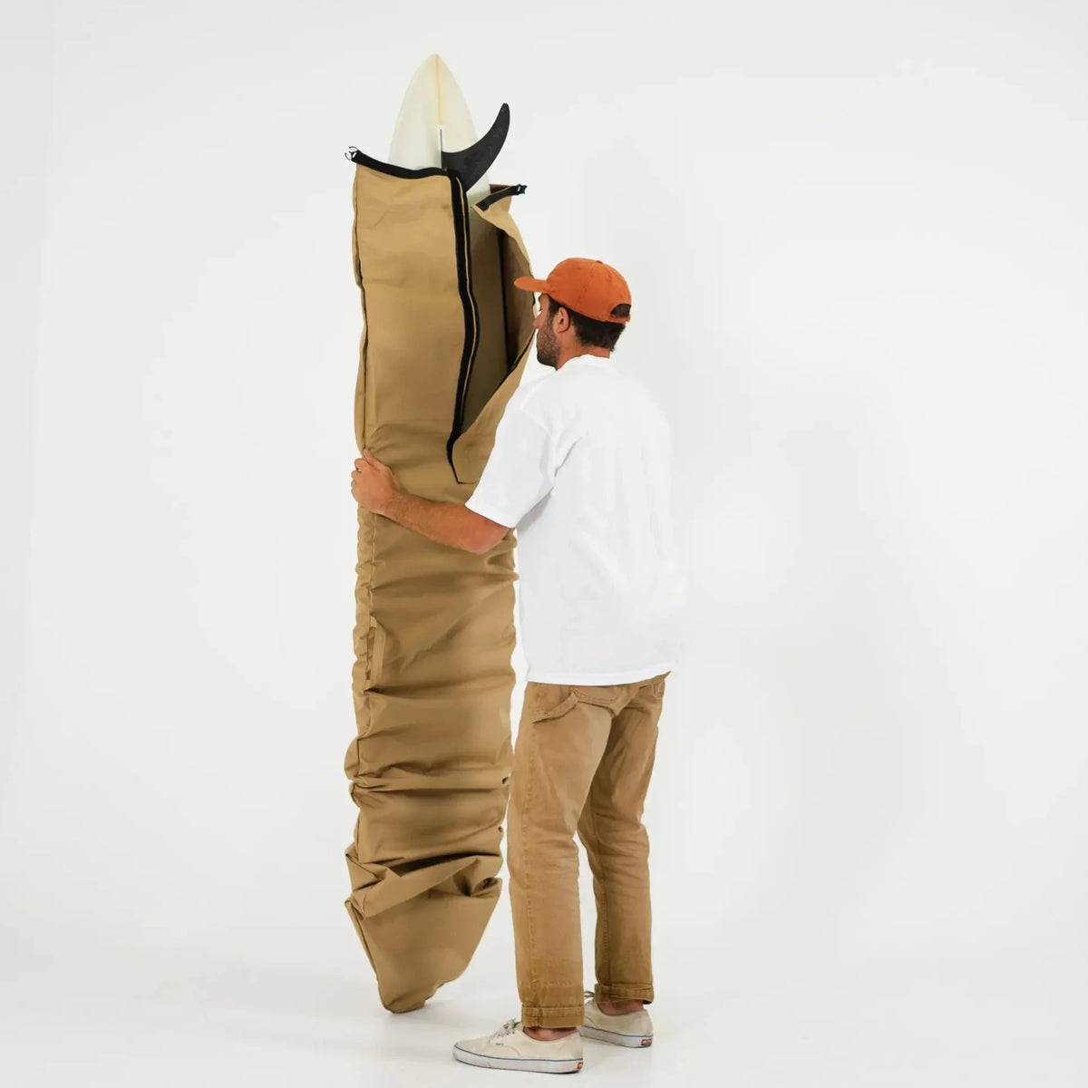 FARO Adjustable Canvas Surfboard Bag (tan color)