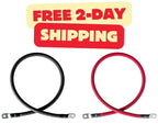 2/0 Gauge (AWG) Black and Red Pure Copper Battery Cable Wire with Lug Connector Ring Terminals