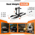 CyberRack E2 Electric Hitch Bike Rack, 2’’ Receiver, 200 LBS Capacity | CRAVOT