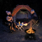 Flame King Outdoor Portable Propane Gas 19″ Fire Pit Bowl with Self Igniter Cover Carry Straps