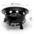 Flame King Outdoor Portable Propane Gas 24" Fire Pit Bowl with Self Igniter Cover Carry Straps
