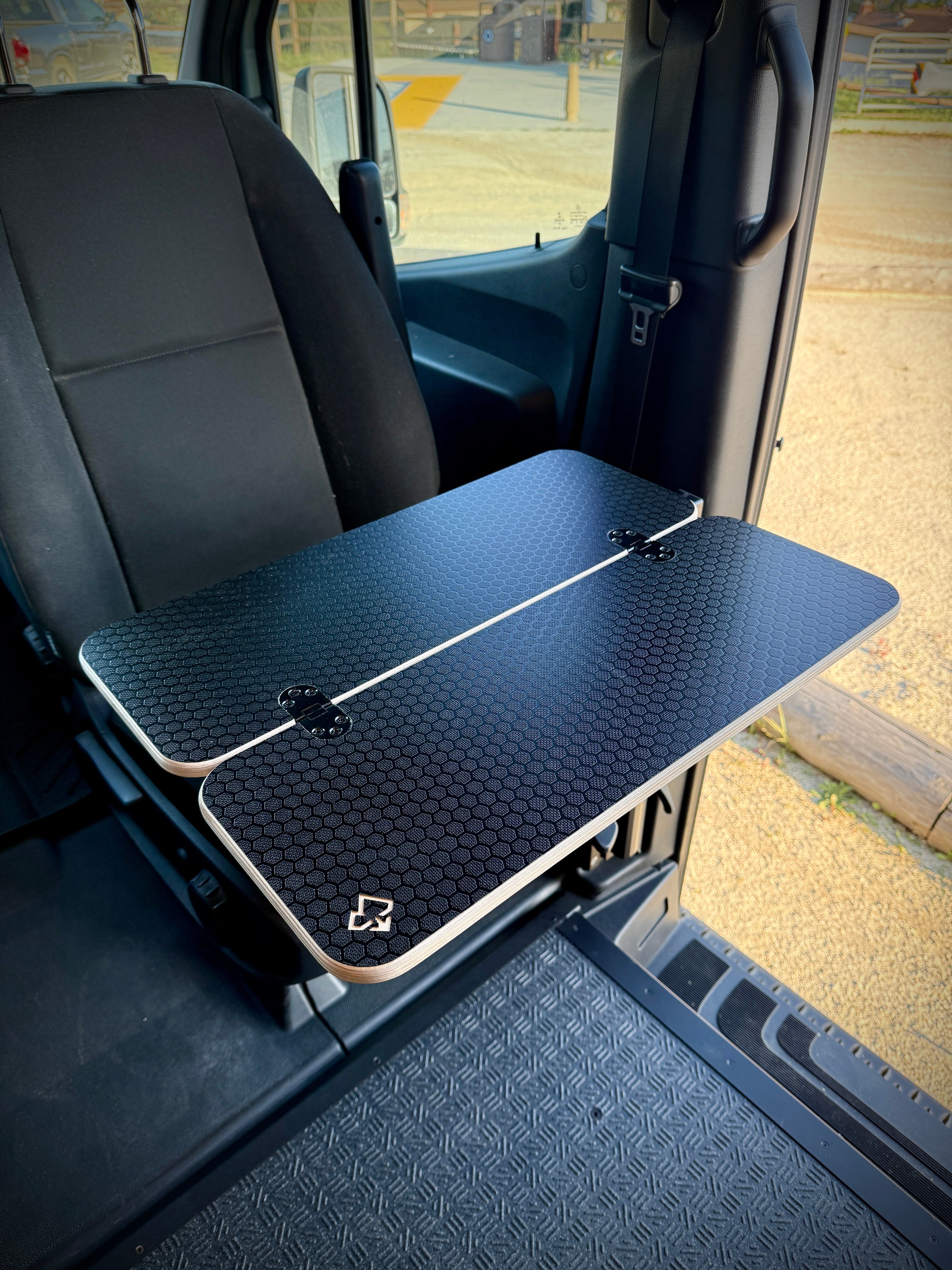 Slim Half Folding Black Hex Lagun Table 1/2" Thick For Camper Vans and RVs
