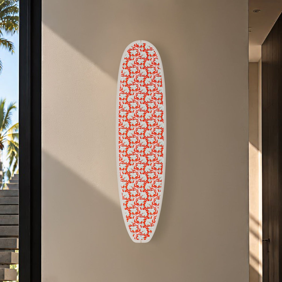 The Tangerine Tropics Print – Floral Surfboard Wall Art