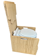 Laveo Dry Flush Portable Waterless Toilet Bamboo Lift top Cabinet Flat Pack Kit
