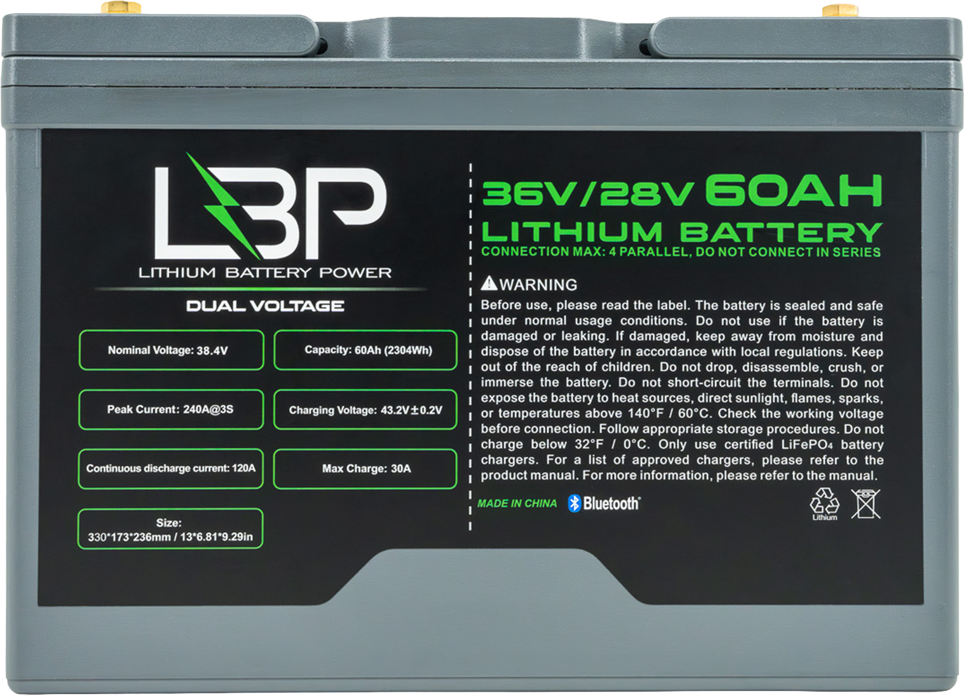 LBP 36V/28V 60Ah Dual Terminal Lithium Battery V1G