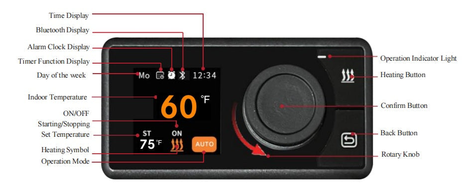 HLN Aerolyn Fahrenheit Bluetooth 4000 PRO Air Diesel Heater 12v -40F, Vehicle Original Equipment; Installation Kits Included