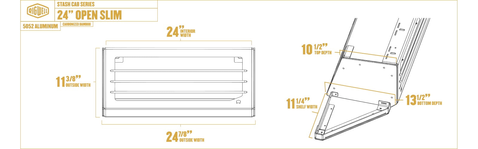 Stash Cab - 24" Open Slim for Sprinter, Transit and Promaster Vans